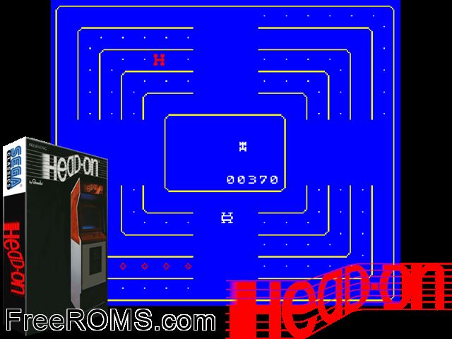 Head On (1 player) MAME game showing 3D box cover and gameplay screenshot