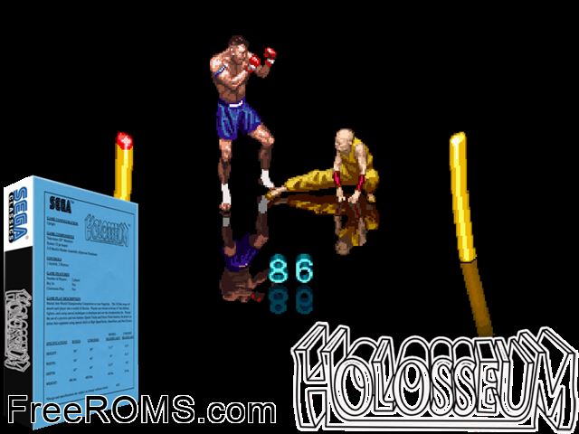 Holosseum (US) MAME game showing 3D box cover and gameplay screenshot