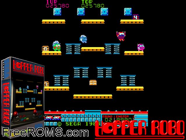 Hopper Robo MAME game showing 3D box cover and gameplay screenshot