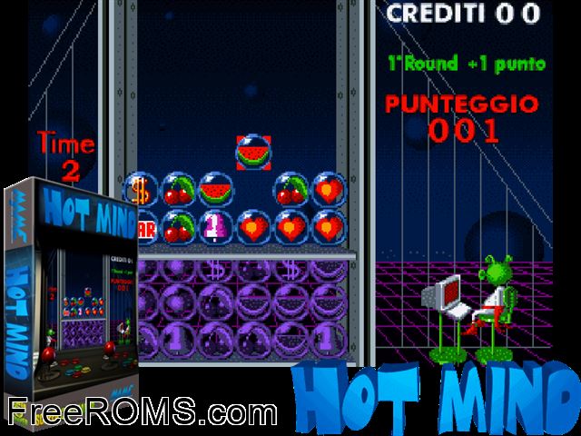 Hot Mind MAME game showing 3D box cover and gameplay screenshot