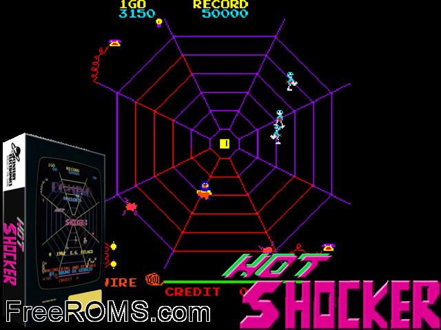 Hot Shocker MAME game showing 3D box cover and gameplay screenshot
