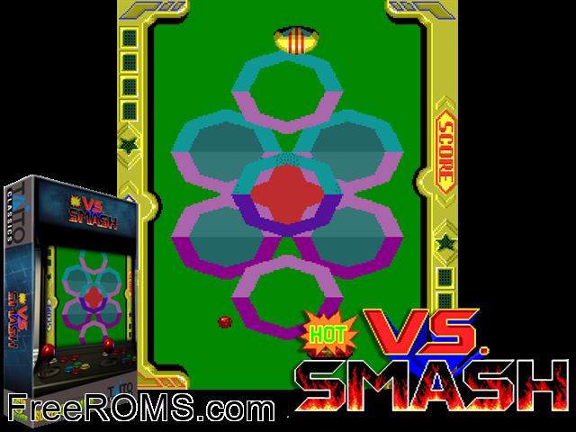 Vs. Hot Smash MAME game showing 3D box cover and gameplay screenshot