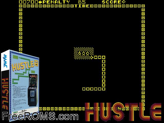 Hustle MAME game showing 3D box cover and gameplay screenshot