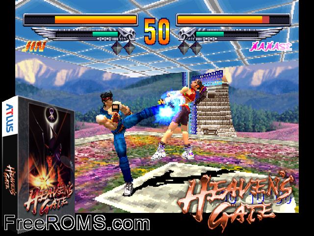 Heaven's Gate MAME game showing 3D box cover and gameplay screenshot