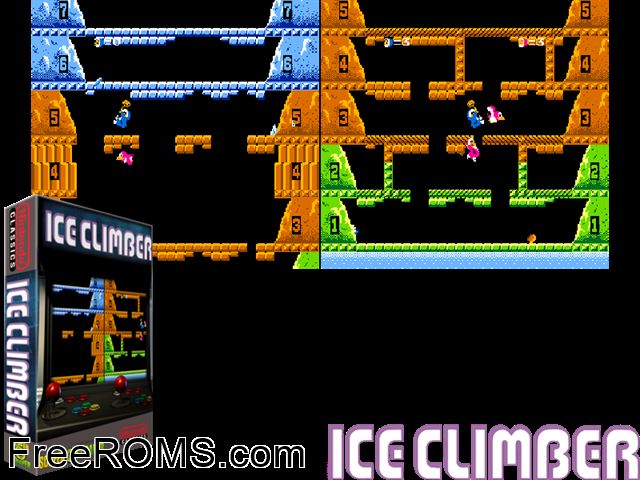 Vs. Ice Climber Dual (Japan) MAME game showing 3D box cover and gameplay screenshot