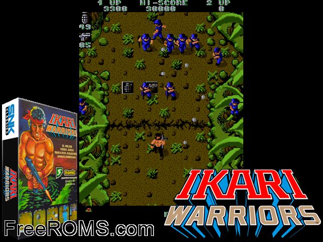 Ikari (Japan) MAME game showing 3D box cover and gameplay screenshot