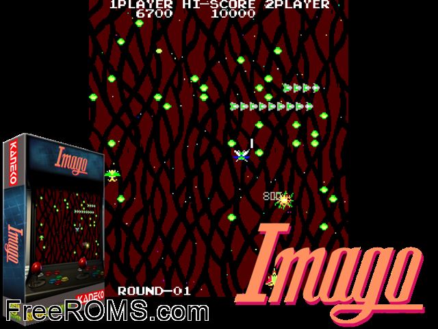 Imago MAME game showing 3D box cover and gameplay screenshot