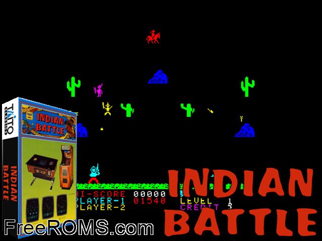 Indian Battle MAME game showing 3D box cover and gameplay screenshot