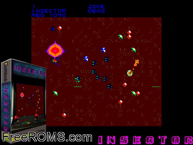 Insector (prototype) MAME game showing 3D box cover and gameplay screenshot