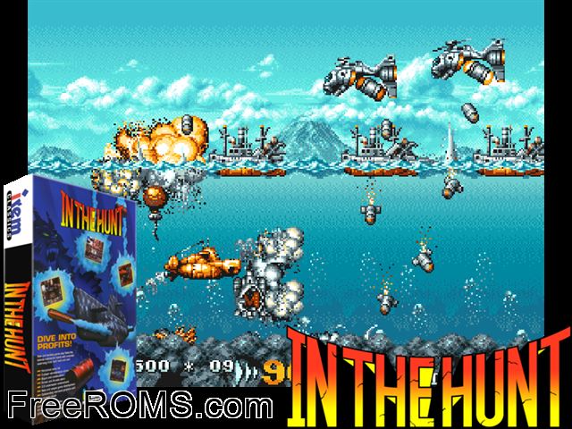 In The Hunt (World) MAME game showing 3D box cover and gameplay screenshot
