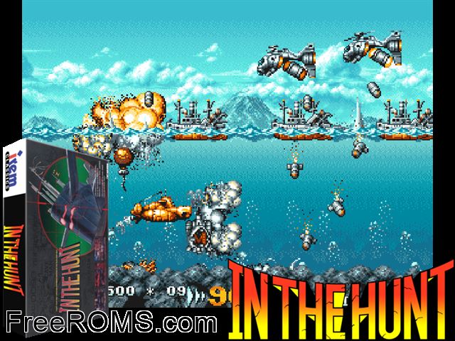 In The Hunt (US) MAME game showing 3D box cover and gameplay screenshot