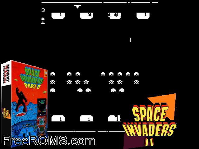 Space Invaders II (Midway, cocktail) MAME game showing 3D box cover and gameplay screenshot