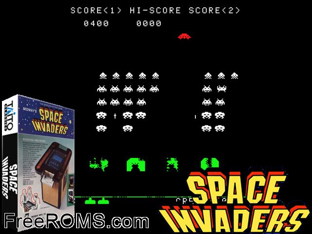 Space Invaders MAME game showing 3D box cover and gameplay screenshot