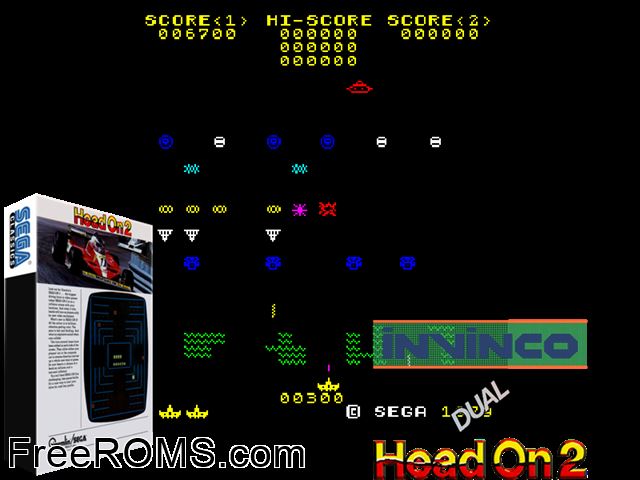 Invinco / Head On 2 MAME game showing 3D box cover and gameplay screenshot