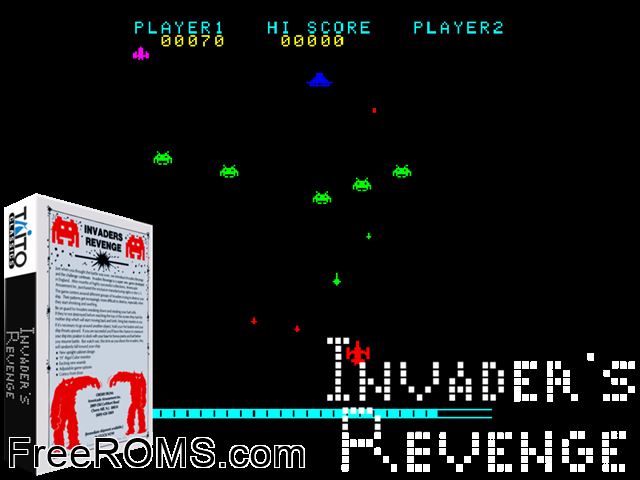 Invader's Revenge MAME game showing 3D box cover and gameplay screenshot