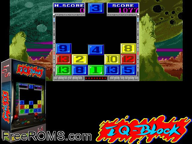 IQ-Block MAME game showing 3D box cover and gameplay screenshot
