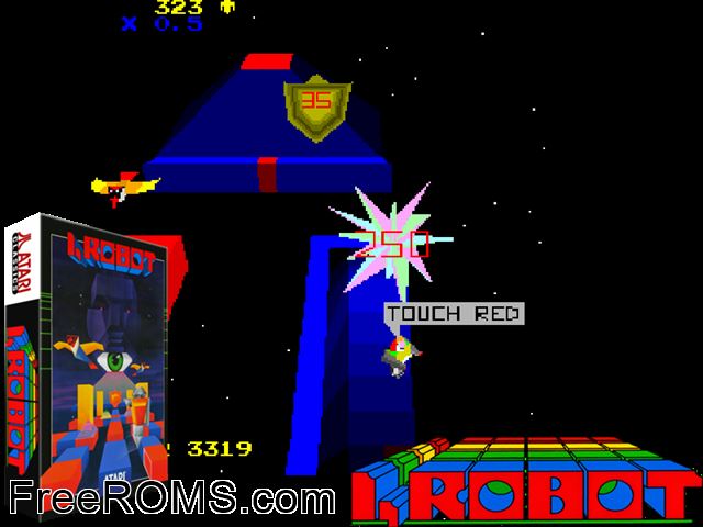 I, Robot MAME game showing 3D box cover and gameplay screenshot