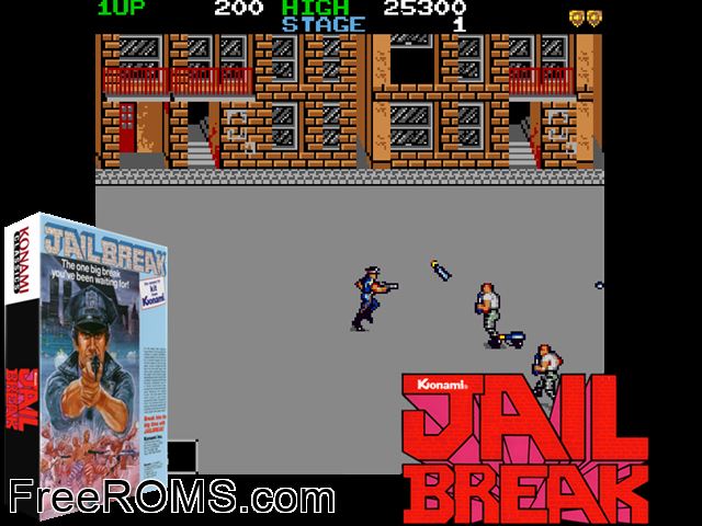Jail Break MAME game showing 3D box cover and gameplay screenshot