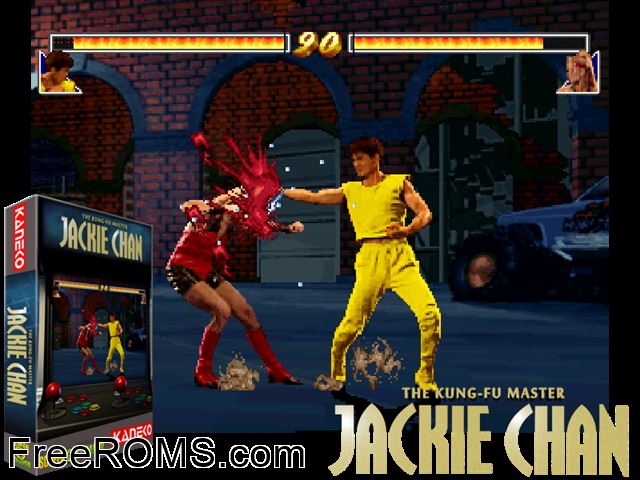 Jackie Chan - The Kung-Fu Master MAME game showing 3D box cover and gameplay screenshot