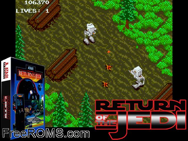 Return of the Jedi MAME game showing 3D box cover and gameplay screenshot