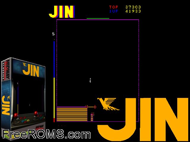 Jin MAME game showing 3D box cover and gameplay screenshot