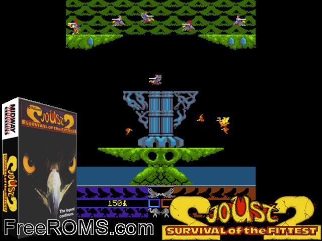 Joust 2 - Survival of the Fittest (set 1) MAME game showing 3D box cover and gameplay screenshot