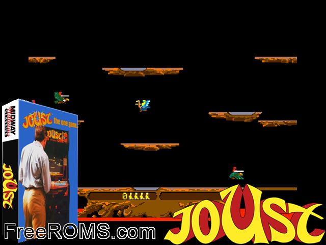 Joust (White/Red label) MAME game showing 3D box cover and gameplay screenshot