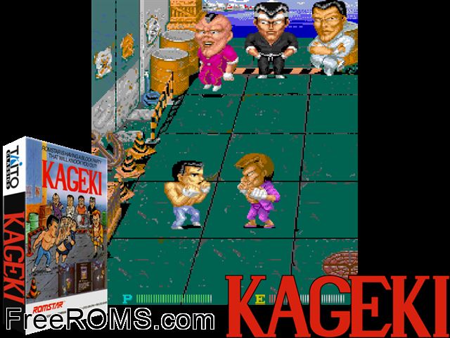 Kageki (US) MAME game showing 3D box cover and gameplay screenshot