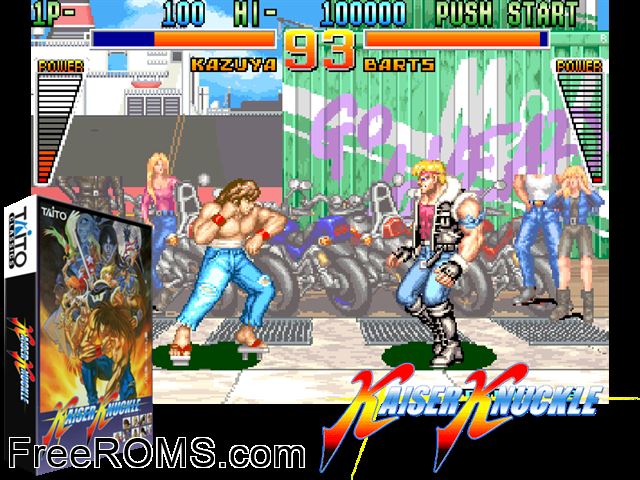Kaiser Knuckle (Ver 2.1J 1994/07/29) MAME game showing 3D box cover and gameplay screenshot