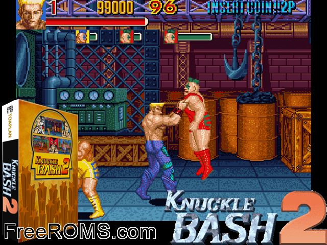 Knuckle Bash 2 (bootleg) MAME game showing 3D box cover and gameplay screenshot