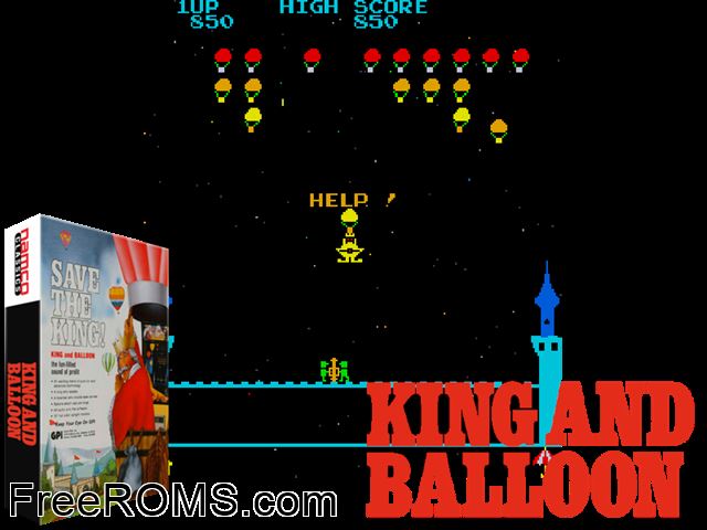 King and Balloon (Japan) MAME game showing 3D box cover and gameplay screenshot