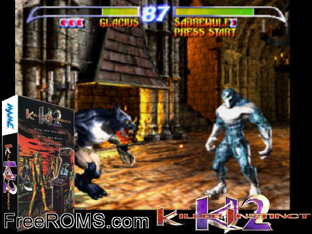 Killer Instinct 2 (v1.3) MAME game showing 3D box cover and gameplay screenshot
