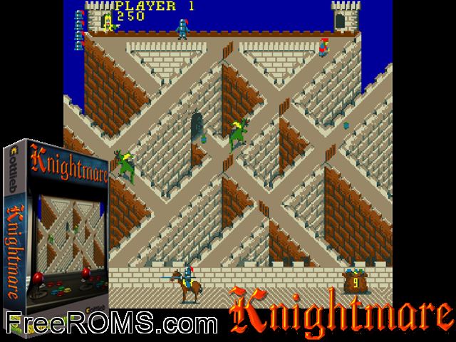 Knightmare (prototype) MAME game showing 3D box cover and gameplay screenshot