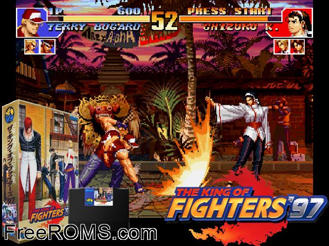 King of Gladiator (The King of Fighters '97 bootleg) MAME game showing 3D box cover and gameplay screenshot