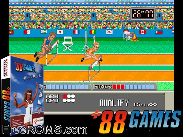 Konami '88 MAME game showing 3D box cover and gameplay screenshot