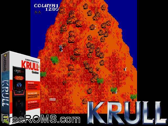 Krull MAME game showing 3D box cover and gameplay screenshot