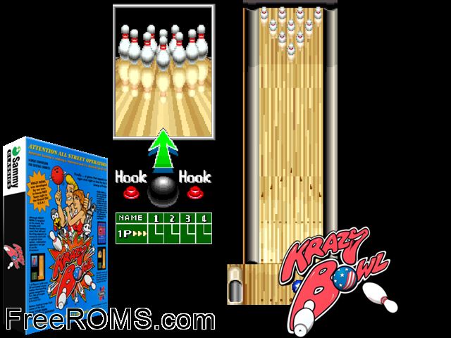 Krazy Bowl MAME game showing 3D box cover and gameplay screenshot