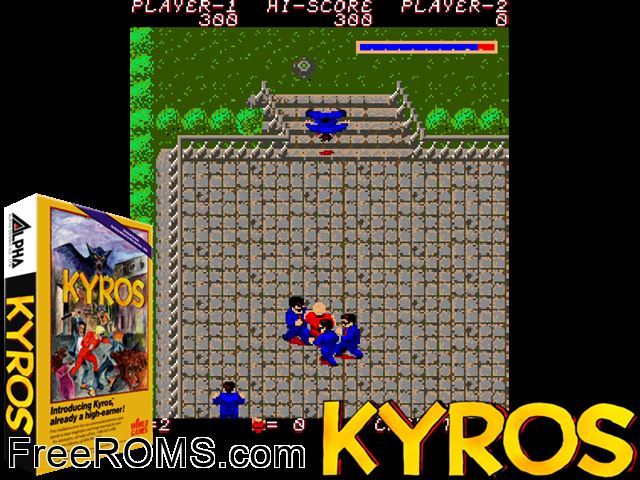 Kyros MAME game showing 3D box cover and gameplay screenshot