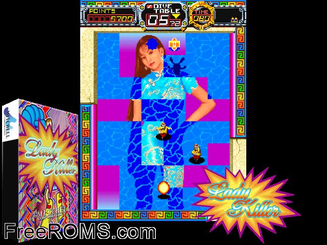 Lady Killer MAME game showing 3D box cover and gameplay screenshot