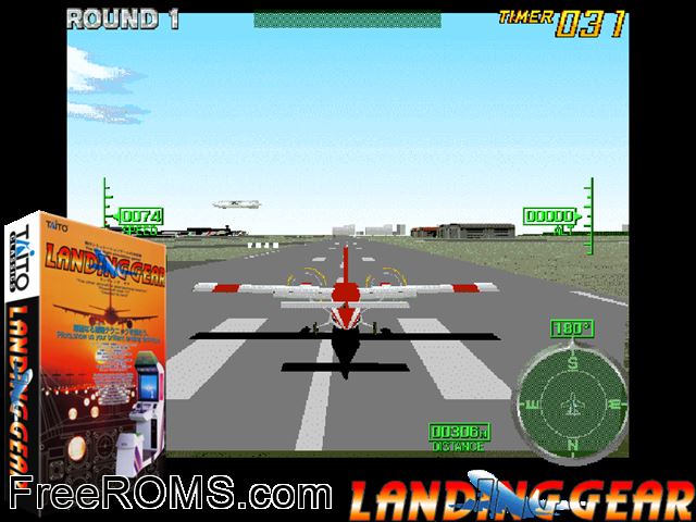 Landing Gear MAME game showing 3D box cover and gameplay screenshot