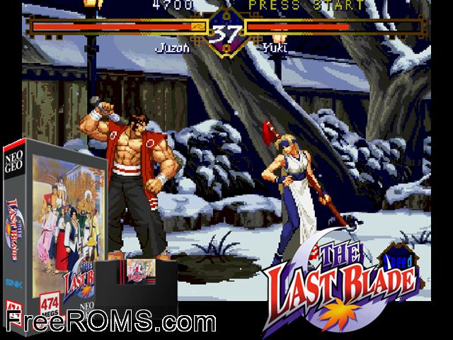 Last Blade / Bakumatsu Roman - Gekka no Kenshi, The (set 2) MAME game showing 3D box cover and gameplay screenshot
