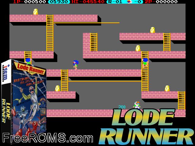 Lode Runner (set 2) MAME game showing 3D box cover and gameplay screenshot