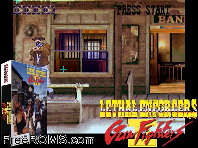 Lethal Enforcers II: Gun Fighters (ver JAA) MAME game showing 3D box cover and gameplay screenshot