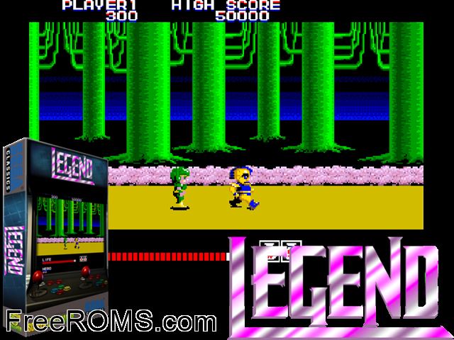 Legend MAME game showing 3D box cover and gameplay screenshot