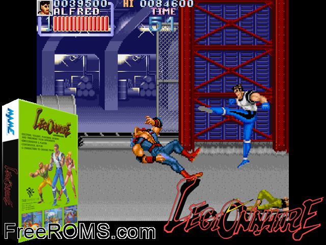 Legionnaire (World) MAME game showing 3D box cover and gameplay screenshot