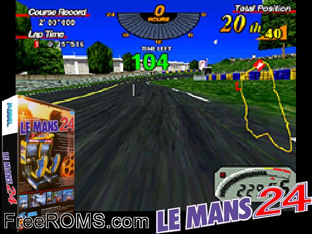 LeMans 24 MAME game showing 3D box cover and gameplay screenshot