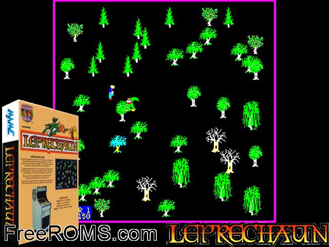 Leprechaun MAME game showing 3D box cover and gameplay screenshot