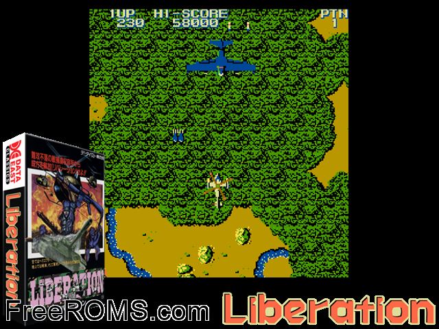 Liberation (bootleg) MAME game showing 3D box cover and gameplay screenshot