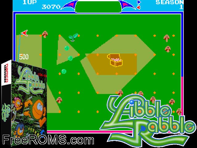 Libble Rabble MAME game showing 3D box cover and gameplay screenshot