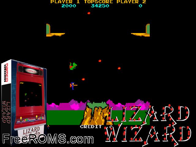 Lizard Wizard MAME game showing 3D box cover and gameplay screenshot